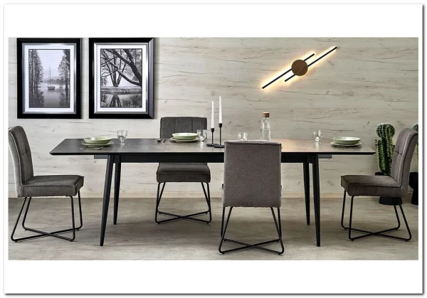 Заказать Стол обеденный Halmar CHARLES 180 раскладной (серый мрамор/черный) по цене 73 029 руб. в Новосибирске