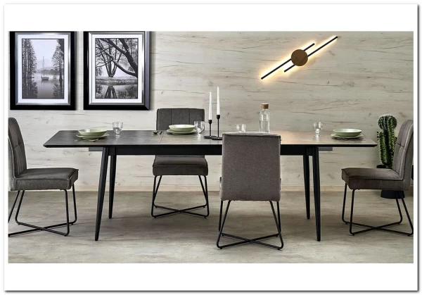 Заказать Стол обеденный Halmar CHARLES 180 раскладной (серый мрамор/черный) по цене 74 489 руб. в Новосибирске