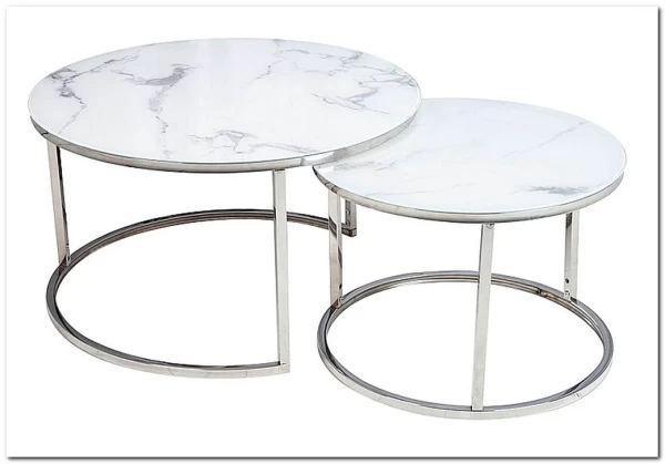 Заказать Комплект Signal ATLANTA B, 2 стола журнальных (эффект белого мрамора/хром) по цене 30 330 руб. в Новосибирске