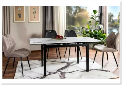 Стол обеденный Signal GD017 110 раскладной (белый мрамор/черный мат)