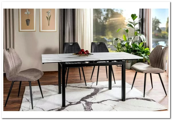 Заказать Стол обеденный Signal GD017 110 раскладной (белый мрамор/черный мат) по цене 30 122 руб. в Новосибирске