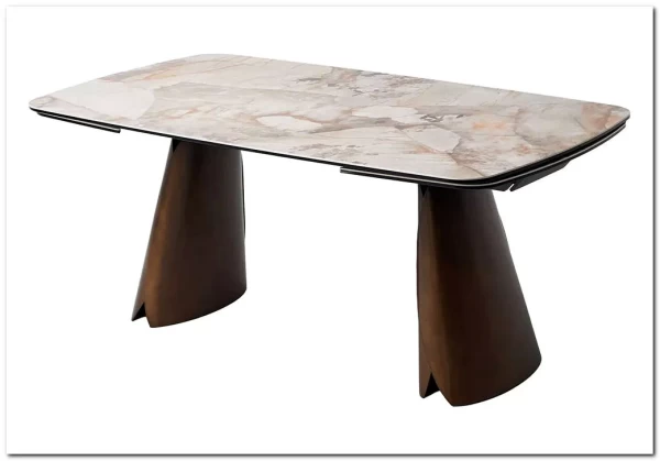 Заказать Стол IMBERT 180 GLOSS PATAGONIA, керамика на стекле/ брашированный каркас, цвет медный, ®DISAUR по цене 153 300 руб. в Новосибирске