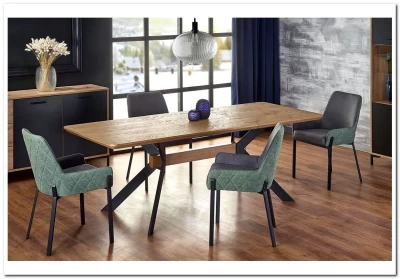 Стол обеденный Halmar BACARDI раскладной (дуб натуральный/черный)