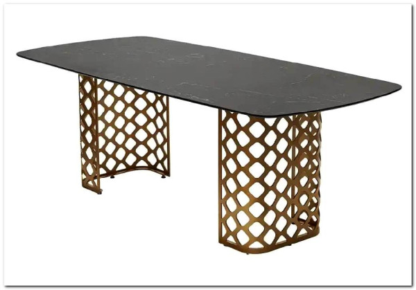 Заказать Стол CHIAVARI 220 KL-116 Черный мрамор матовый, итальянская керамика / бронзовый, DISAUR по цене 84 420 руб. в Новосибирске