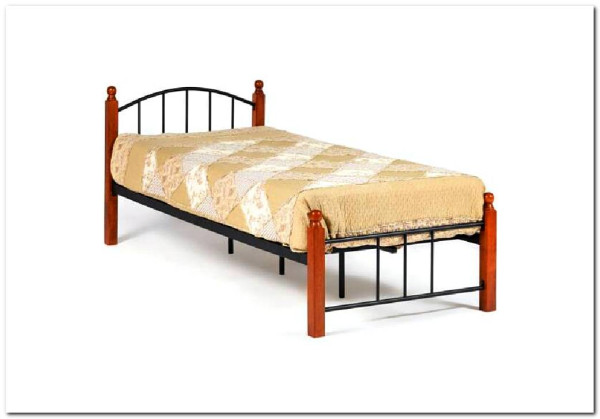 Купить Кровать AT-915 дерево гевея/металл 90*200 (Single bed), красный дуб/черный с доставкой по России по цене производителя можно в магазине Другая мебель в Новосибирске