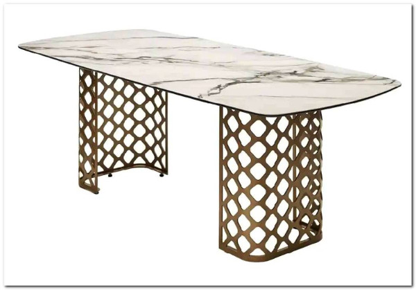 Заказать Стол CHIAVARI 220 KL-188 Контрастный мрамор матовый, итальянская керамика / Шампань, DISAUR по цене 72 370 руб. в Новосибирске