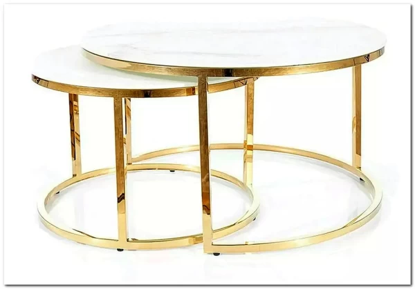 Заказать Комплект Signal MUSE, 2 стола журнальных эффект белого мрамора/золотой по цене 63 068 руб. в Новосибирске