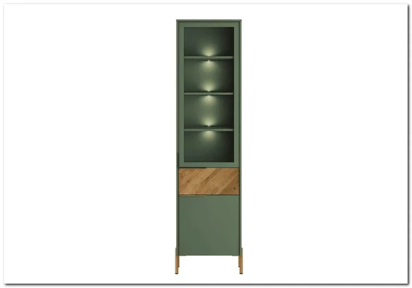 Заказать Витрина Siena REG1W1D1S дымчатый зеленый/дуб вотан BRW по цене 25 090 руб. в Новосибирске