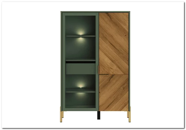 Заказать Витрина Siena REG1W1D/140 дымчатый зеленый/дуб вотан BRW по цене 29 450 руб. в Новосибирске