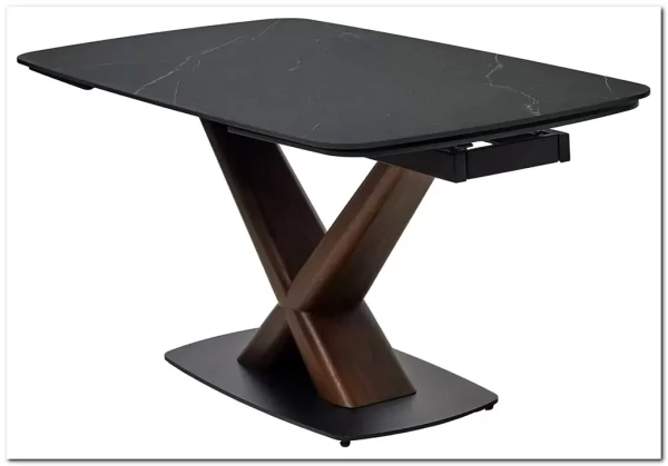 Заказать Стол BLANCO 160 MATT BLACK MARBLE SOLID CERAMIC / Орех, DISAUR по цене 106 800 руб. в Новосибирске Заказать Стол BLANCO 160 MATT BLACK MARBLE SOLID CERAMIC / Орех, DISAUR по цене 106 800 руб. в Новосибирске