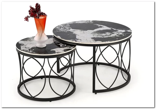 Заказать Комплект Halmar ALEXANDRA, 2 стола журнальных (черный мрамор/черный) по цене 28 214 руб. в Новосибирске