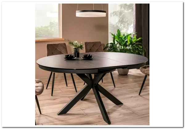 Заказать Стол обеденный Signal PORTO Ceramic 120 раскладной (темно-серый мрамор/черный мат) по цене 135 701 руб. в Новосибирске