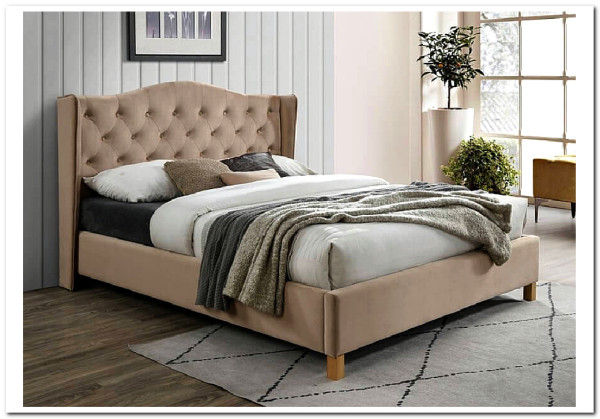 Заказать Кровать Signal ASPEN VELVET BLUVEL 28 (бежевый/дуб) 160/200 по цене 62 781 руб. в Новосибирске