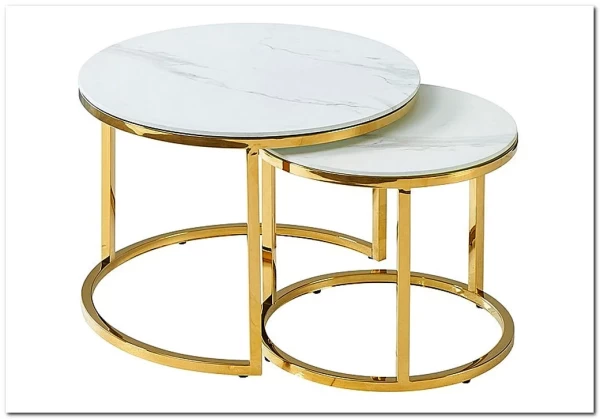 Заказать Комплект Signal MUSE II, 2 стола журнальных (эффект белого мрамора/золотой) по цене 43 584 руб. в Новосибирске