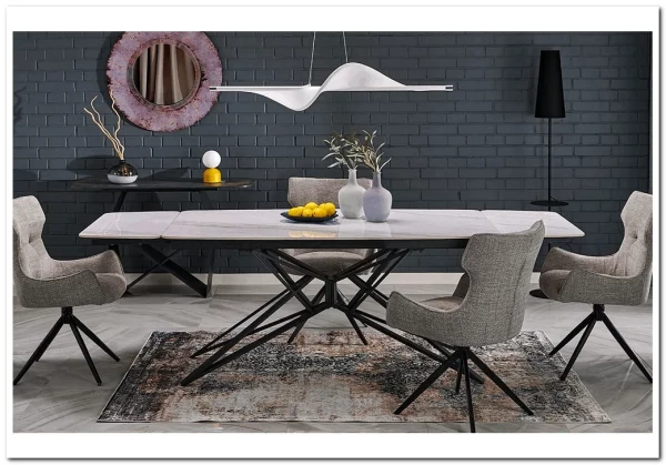 Заказать Стол обеденный Halmar ALFREDO 160 (белый мрамор/черный) по цене 59 488 руб. в Новосибирске