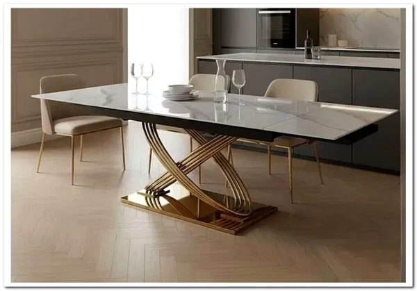 Заказать Стол обеденный Signal HERMES II 160 (эффект белого мрамора/золотой) по цене 132 348 руб. в Новосибирске