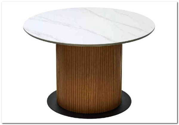 Заказать Стол MESA D120 цвет БЕЛЫЙ МРАМОР M326 / Каркас OAK, DISAUR по цене 68 300 руб. в Новосибирске
